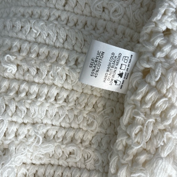 Blue Blush One Size Oversized Knit White Fringe Cardigan - Picture 5 of 6